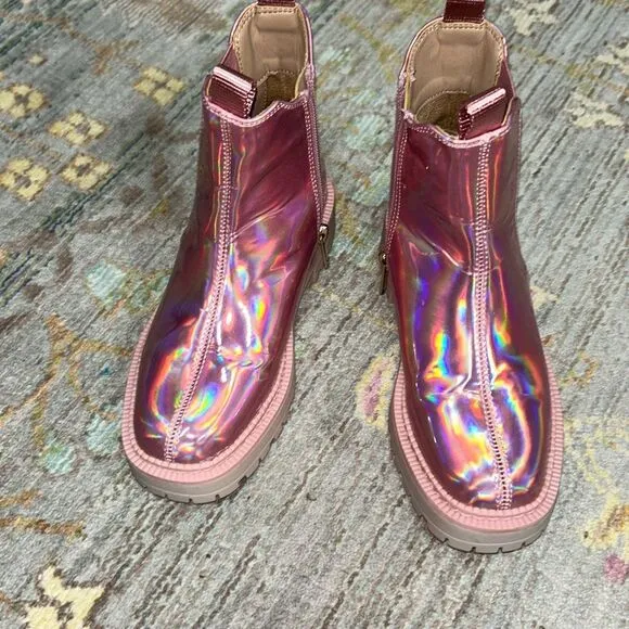 Sam Edelman pink iridescent boots girls sz1