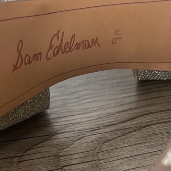 Sam Edelman Willa Metallic Champagne Glitter Platform Sandals NEW