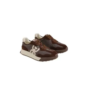 Sam Edelman Women Langley Lace Up Brown Houndstooth Suede Fashion Sneaker 8.5