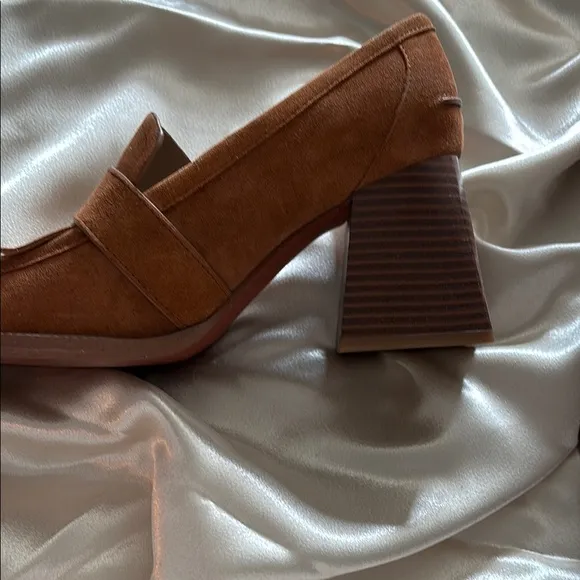 Sam Edelman Women’s Chunky Heel Brown Suede Loafers Size 7.5