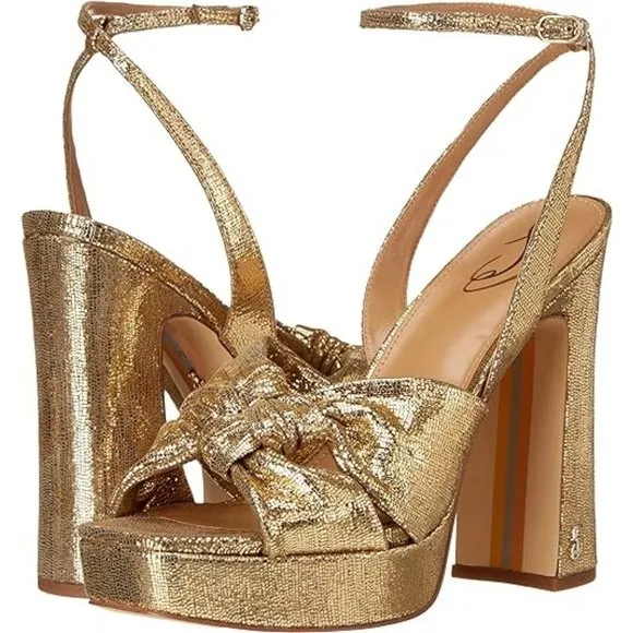 Sam Edelman Women’s Kristen Metallic Ankle Strap Platform Sandals 7.5M NIB