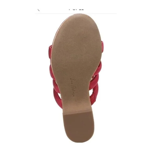 Sam Edelman Womens Red Satin Strappy Open Toe Cork Wedge Sandals Sz 8 M NIB
