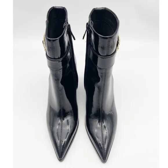 Sam Edelman Womens Weslie 2 Black Patent Pointed Toe Wedge Boots Shoes