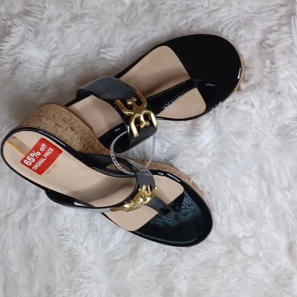 Sam Edelman Yardlie Black Patent Wedge Sandal SZ 8M NEW
