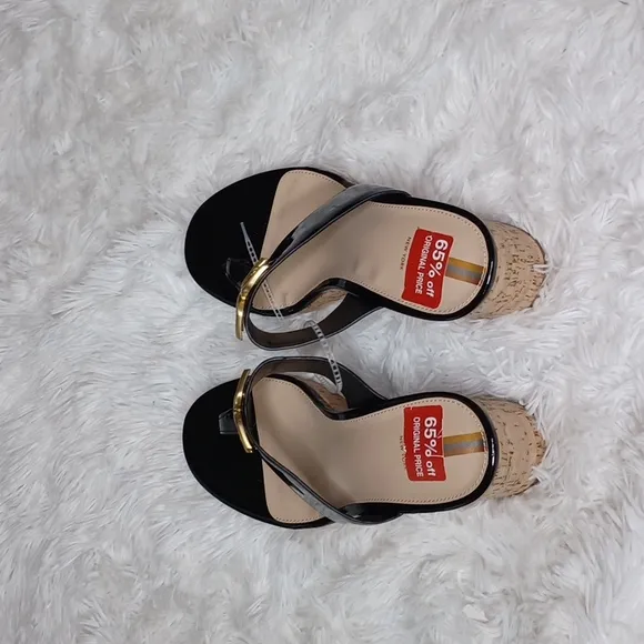 Sam Edelman Yardlie Black Patent Wedge Sandal SZ 8M NEW