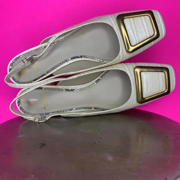 Same Edelman Tanessa Croc Embossed Pattern Buckle Slingback Pump Sz 11