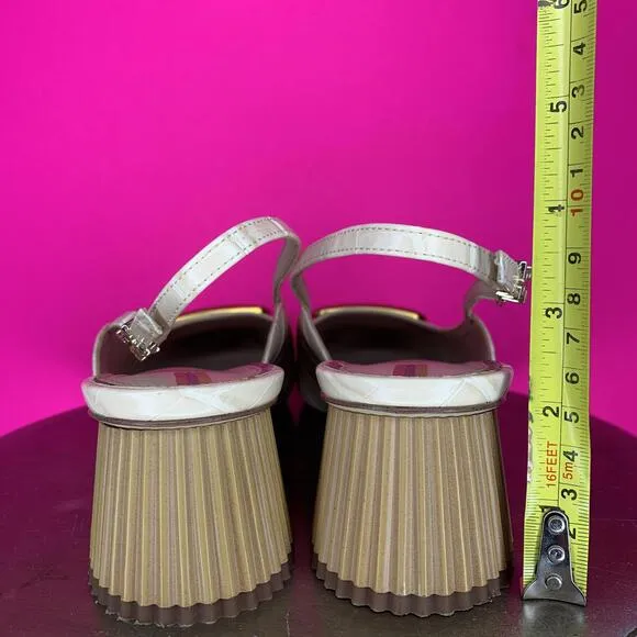 Same Edelman Tanessa Croc Embossed Pattern Buckle Slingback Pump Sz 11