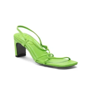 SANDRO Neon Green Leather Faye Heeled Sandals
