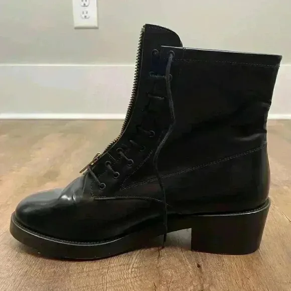 Sandro Paris Black Military Boots Chunky Women's 40 US 10 Goth Made In Portugal