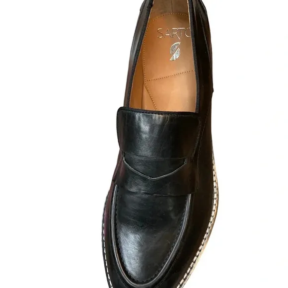 Sarto by Franco Sarto Tivoli Loafer Black Foulard Leather  Sz: 10