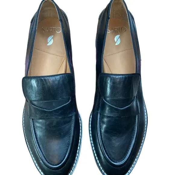 Sarto by Franco Sarto Tivoli Loafer Black Foulard Leather  Sz: 10