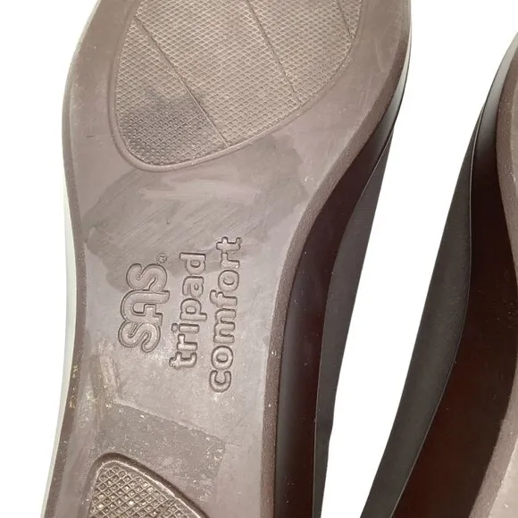 SAS 9N 9 Narrow Bliss Slip On Wedge Shoes Stretch Fabric Tripad Comfort Brown
