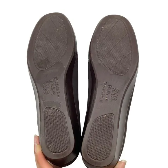 SAS 9N 9 Narrow Bliss Slip On Wedge Shoes Stretch Fabric Tripad Comfort Brown