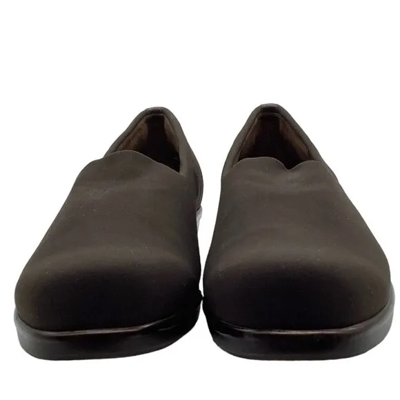 SAS 9N 9 Narrow Bliss Slip On Wedge Shoes Stretch Fabric Tripad Comfort Brown