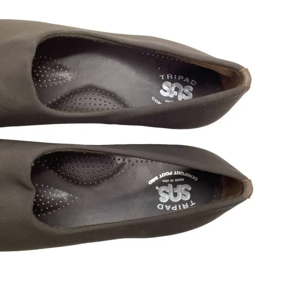 SAS 9N 9 Narrow Bliss Slip On Wedge Shoes Stretch Fabric Tripad Comfort Brown