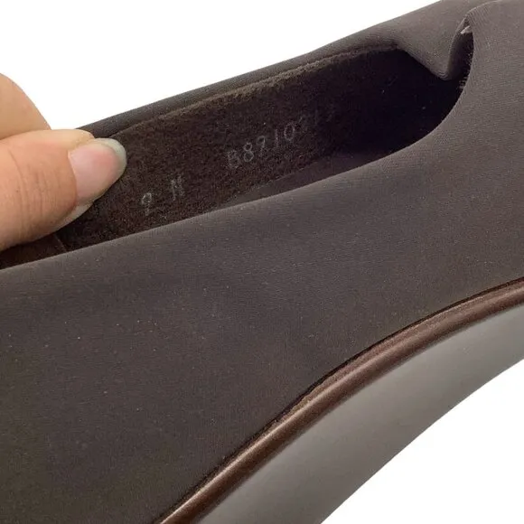 SAS 9N 9 Narrow Bliss Slip On Wedge Shoes Stretch Fabric Tripad Comfort Brown