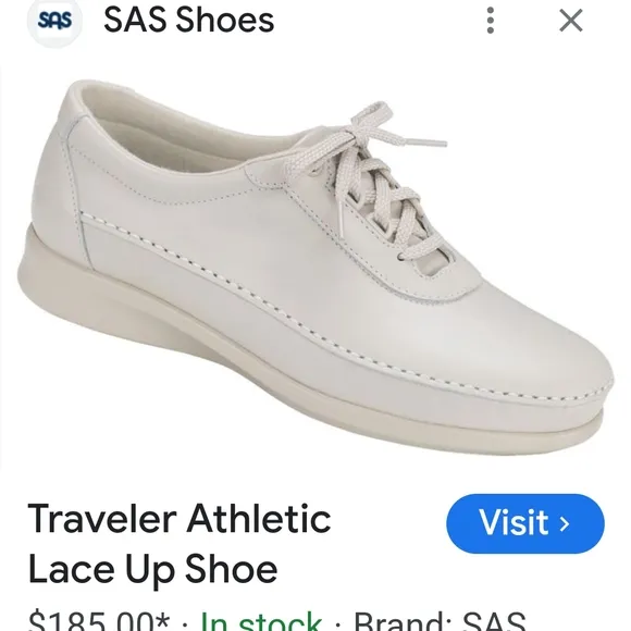 SAS Cream colored Leather Sneakers page 8.5 like new