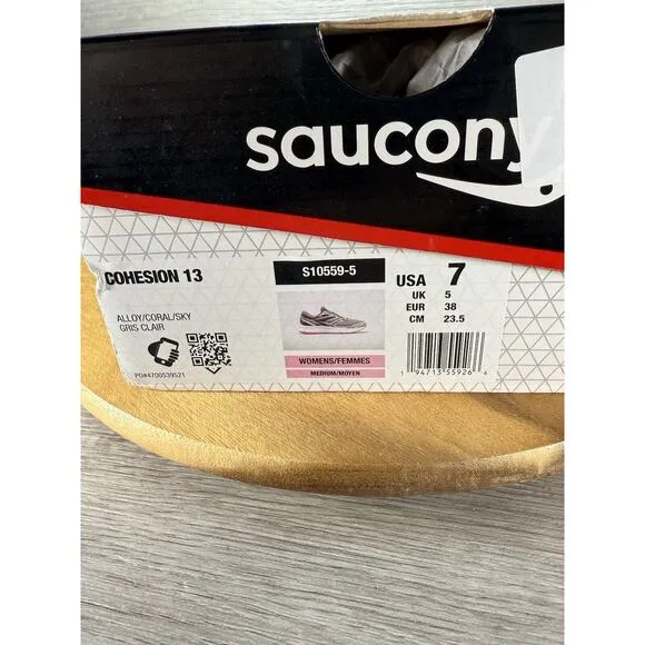 Saucony Women's Cohesion 13 Running Shoes Alloy/ Coral/ Sky Size 7