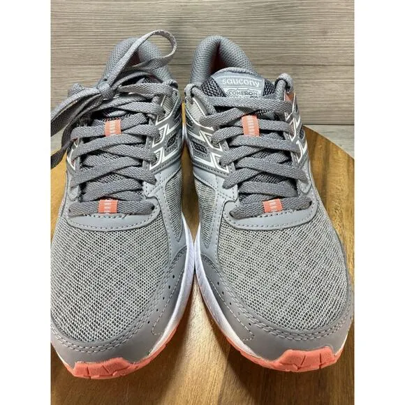 Saucony Women's Cohesion 13 Running Shoes Alloy/ Coral/ Sky Size 7