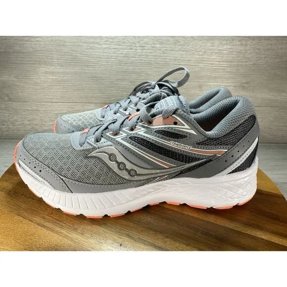 Saucony Women's Cohesion 13 Running Shoes Alloy/ Coral/ Sky Size 7