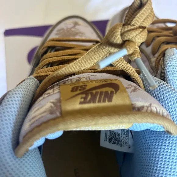 SB Dunks City with burgundy under the shoes
