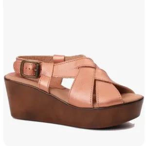 SBICCA Daytons Platform Leather Sandals in Metallic Coral Size 9M New