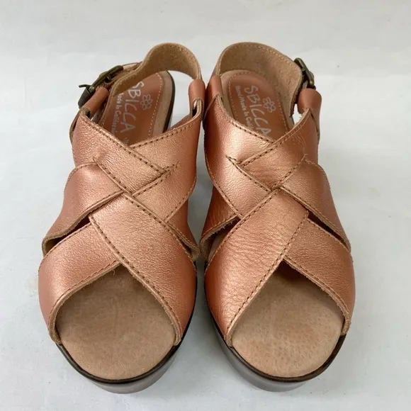 SBICCA Daytons Platform Leather Sandals in Metallic Coral Size 9M New