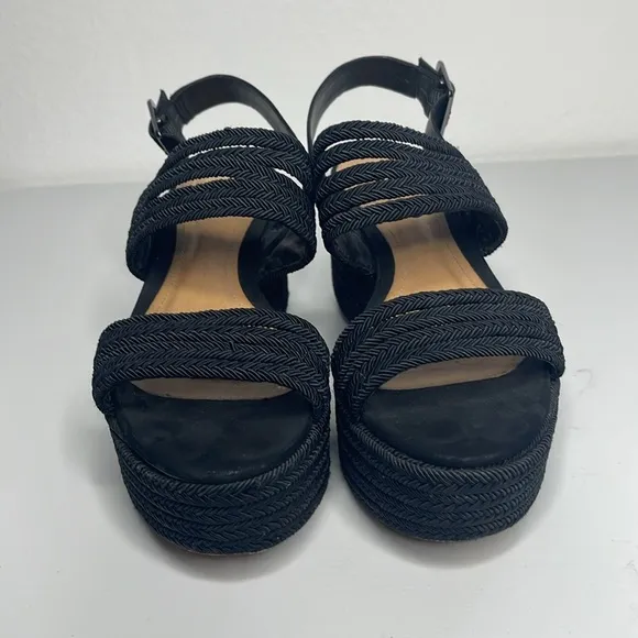 Schutz Black Rope Platform Sandals Straps Size 7.5