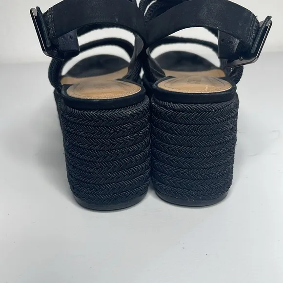 Schutz Black Rope Platform Sandals Straps Size 7.5