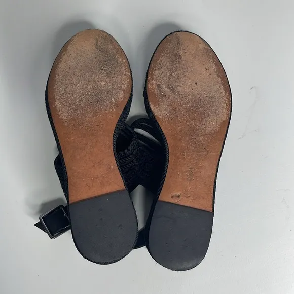 Schutz Black Rope Platform Sandals Straps Size 7.5