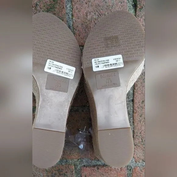 SCHUTZ Plastic Acrylic Rhinestone Wedge Shoes NWT Size 10 B Made in Brazil