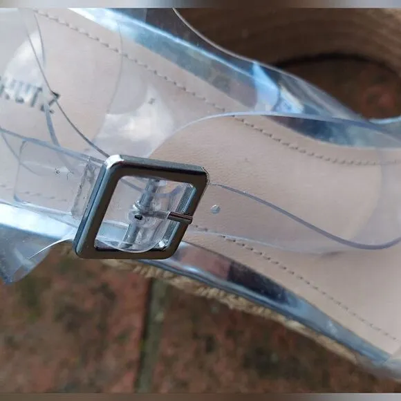 SCHUTZ Plastic Acrylic Rhinestone Wedge Shoes NWT Size 10 B Made in Brazil