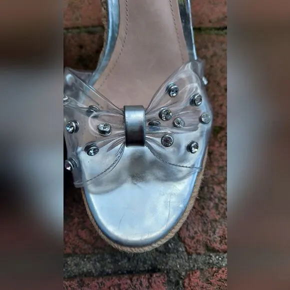 SCHUTZ Plastic Acrylic Rhinestone Wedge Shoes NWT Size 10 B Made in Brazil