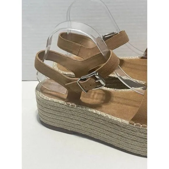 Schutz Vanderlita Suede Platform Jute Espadrille Sandals Desert Tan Size 10