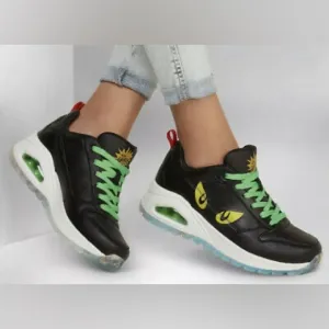 Sckechers. Black and Green Women's Sneakers