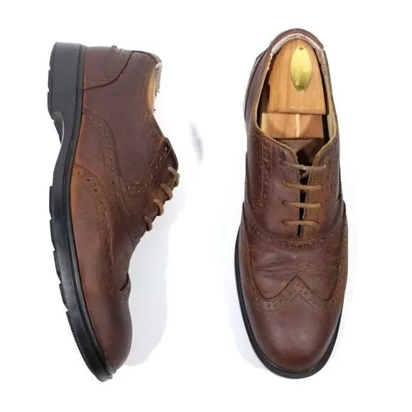 Sebago Brenton Leather Vibram Wingtip Brogue Oxfords Dress Shoes Men's 9 Brown
