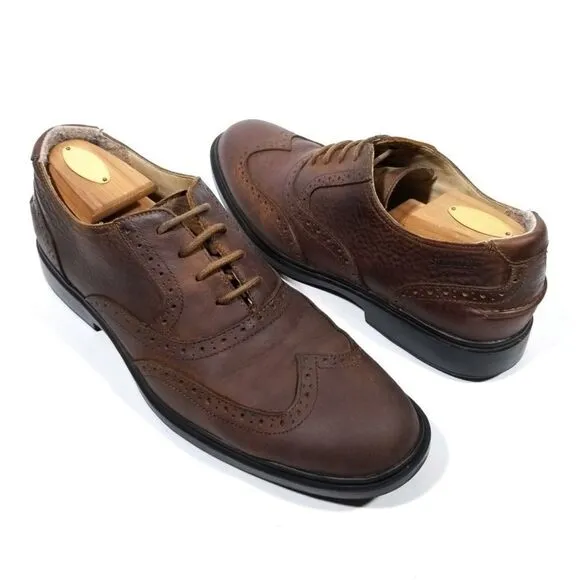 Sebago Brenton Leather Vibram Wingtip Brogue Oxfords Dress Shoes Men's 9 Brown