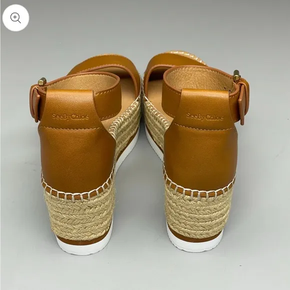 SEE BY CHLOÉ Glyn flatform Texan Calf Skin Espadrilles in Tan Sandals