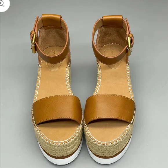 SEE BY CHLOÉ Glyn flatform Texan Calf Skin Espadrilles in Tan Sandals