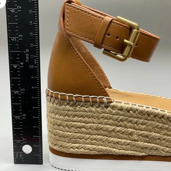 SEE BY CHLOÉ Glyn flatform Texan Calf Skin Espadrilles in Tan Sandals