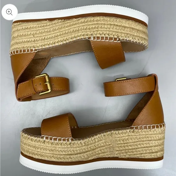 SEE BY CHLOÉ Glyn flatform Texan Calf Skin Espadrilles in Tan Sandals