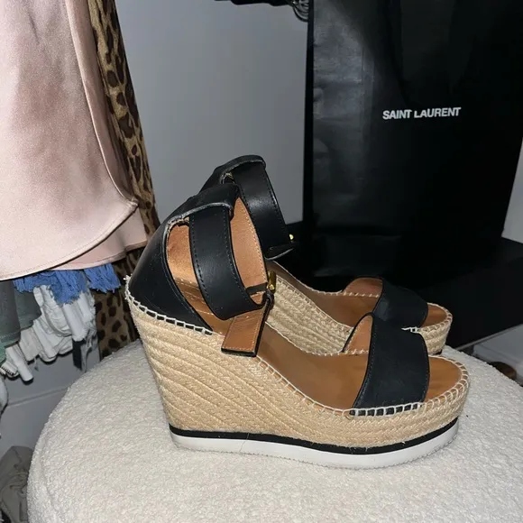 See By Chloe Glyn Platform Wedge Espadrille Sandals