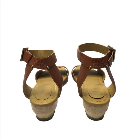 See by Chloe | Low Wedge Ankle Strap Sandals 40.5