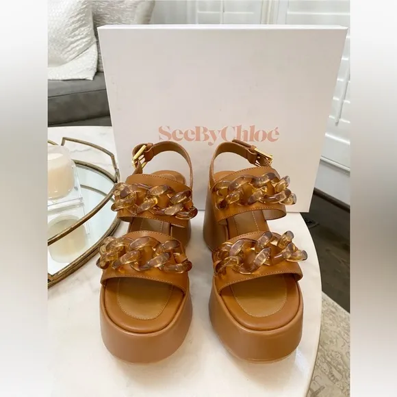 See By Chloe Mahe Chain Wedge Platform Sandals