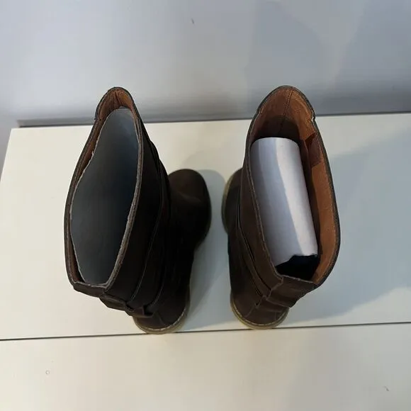See by Chloe Nubuck Wedge Boots Shoes Mid Calf Wrap Around Strap Buckle 6 6.5
