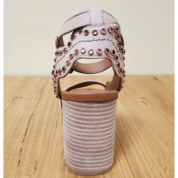 SEE BY CHLOE SHOES CRYSTAL BEIGE LEATHER SANDALS SCALLOPED sz 39 9