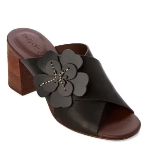SEE BY CHLOE SHOES FLOWER APPLIQUE MULE LEATHER SANDALS sz 40 10