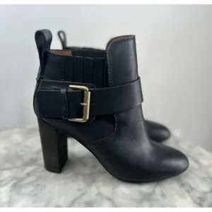 See By Chloe Womens Black Leather Buckle Block Heel SB Booties Shoes Sz 40