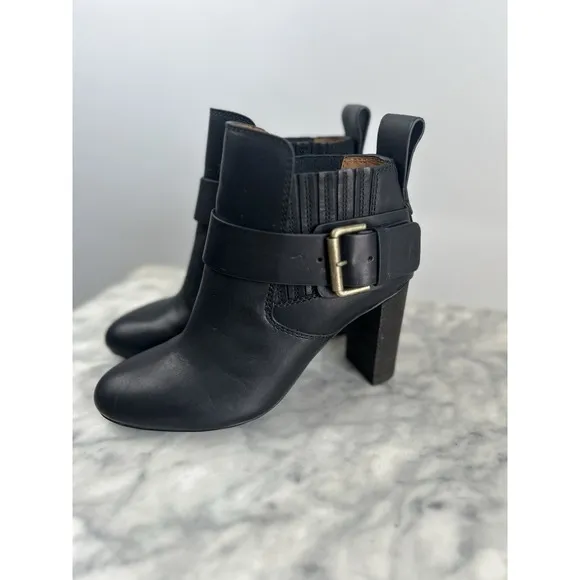 See By Chloe Womens Black Leather Buckle Block Heel SB Booties Shoes Sz 40