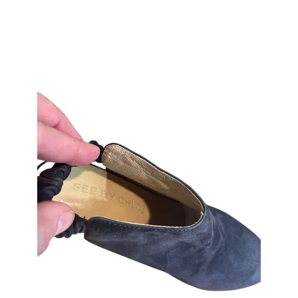 See By Chloe Women's Purple Suede Slingback Heels Booties Size 9. 4 Inch Heel